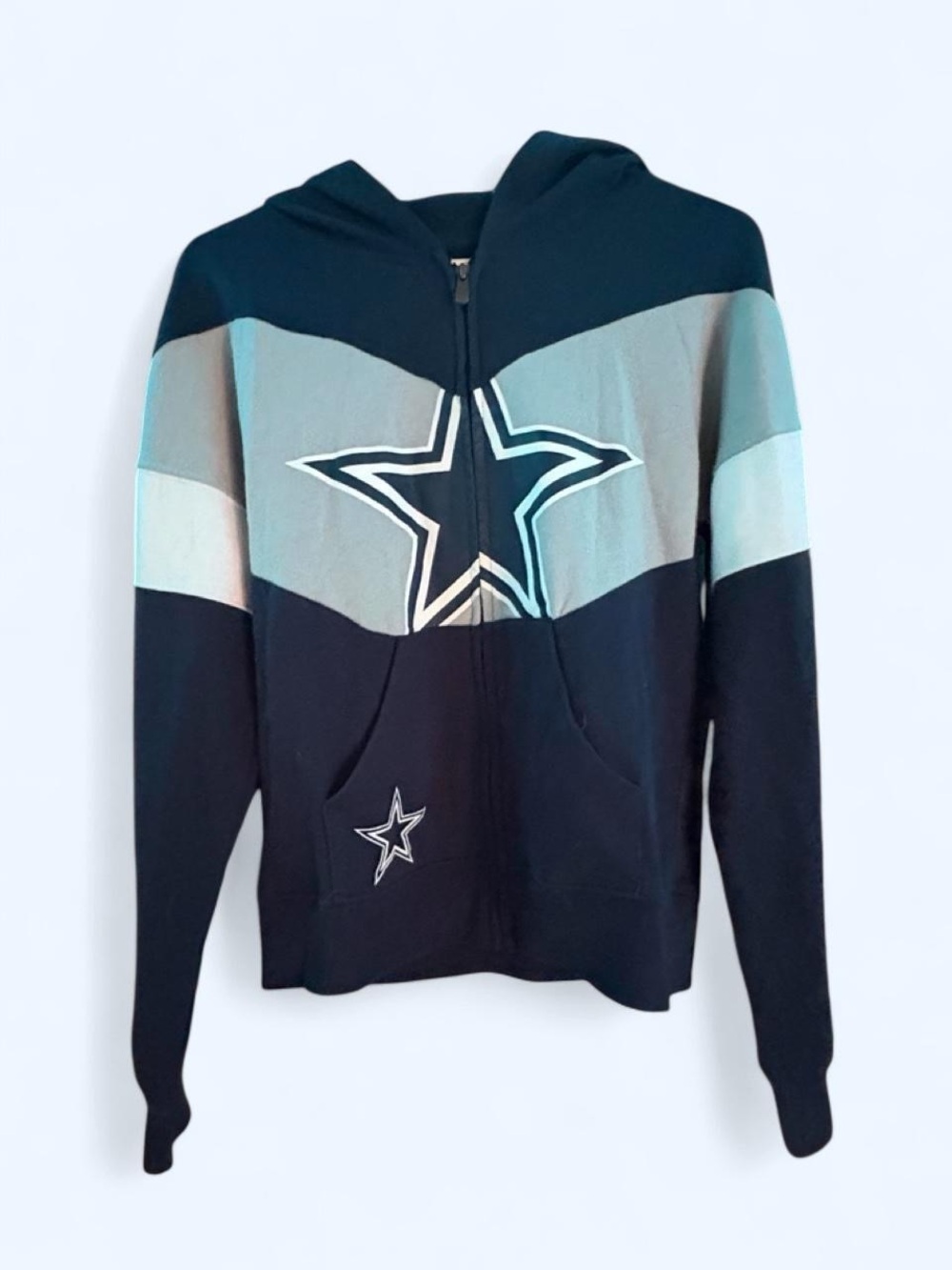 NFL Woman’s Navy, Light Gray & White Star Zip-Up Hoodie